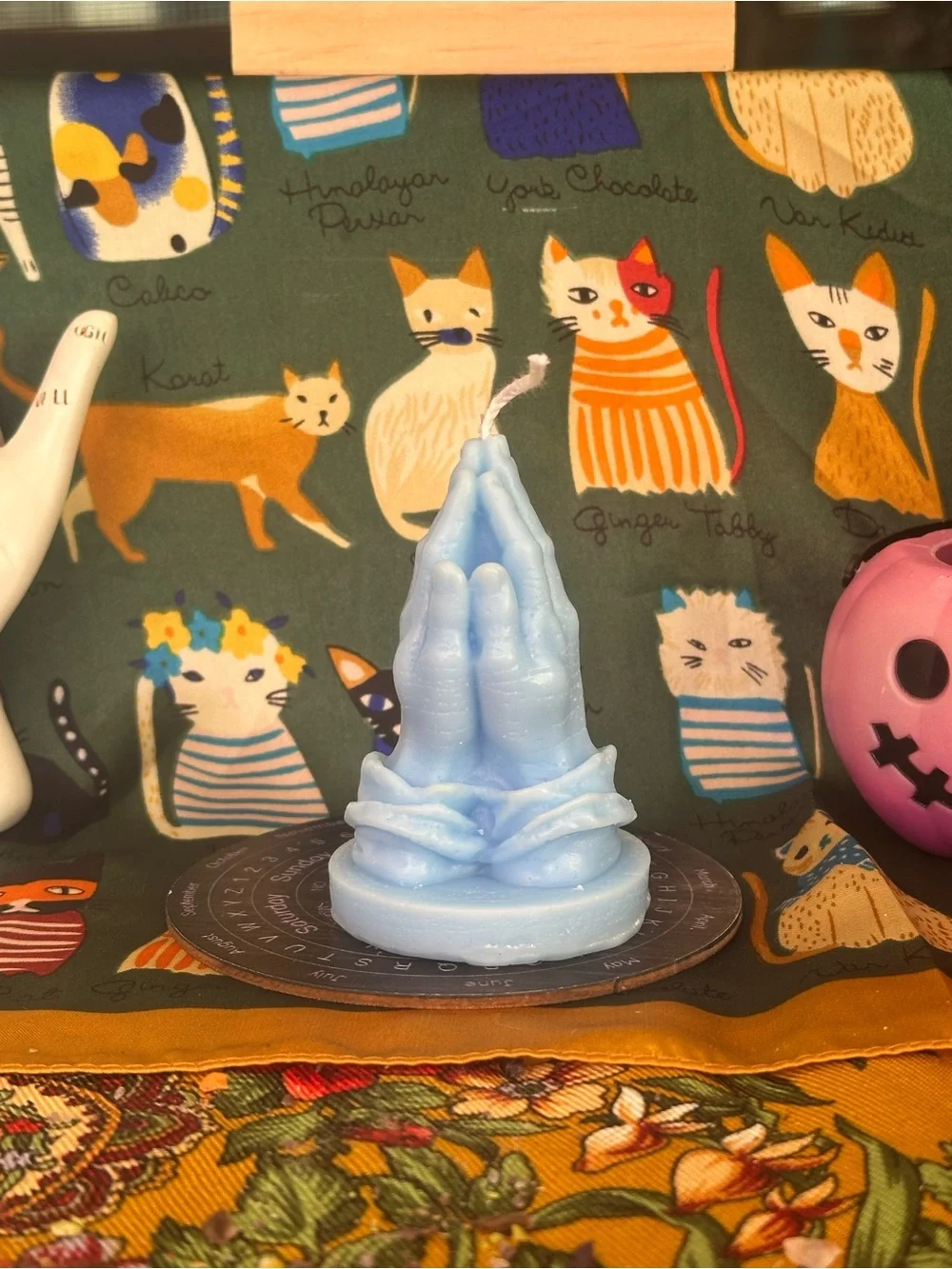 Blue Praying Hands Candle
